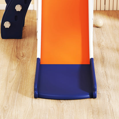5-in-1 Kids Slide Set with Basketball Hoop, Climbing Frame, Telescope & Storage Box – Anti-Slip Steps, HDPE, Ages 1–3 – Orange