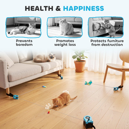 Remote Control Interactive Cat Toy | DIY Track | Adjustable Speed | Mouse Sound | USB-C | Black