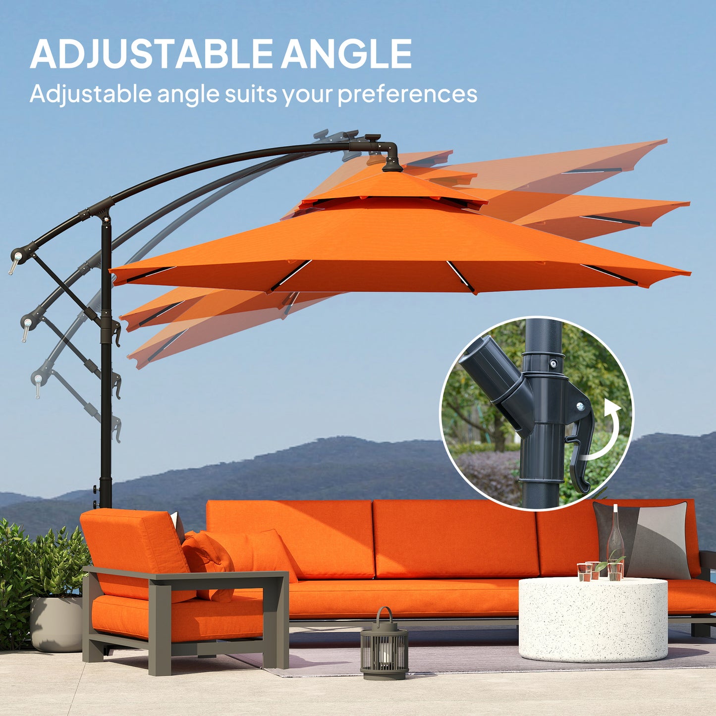 Outsunny 3(m) Cantilever Banana Parasol - Orange