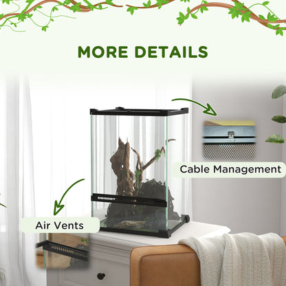 PawHut 12L Vivarium for Lizards Frogs Snakes Turtles Tortoises w/ Anti Escape Design, Ventilation