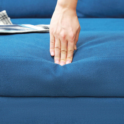 3 Seater Sofa Bed, L-Shaped Corner Pull Out Sofa with Storage, Convertible Click Clack Settee Sectional Sleeper Futon - Dark Blue