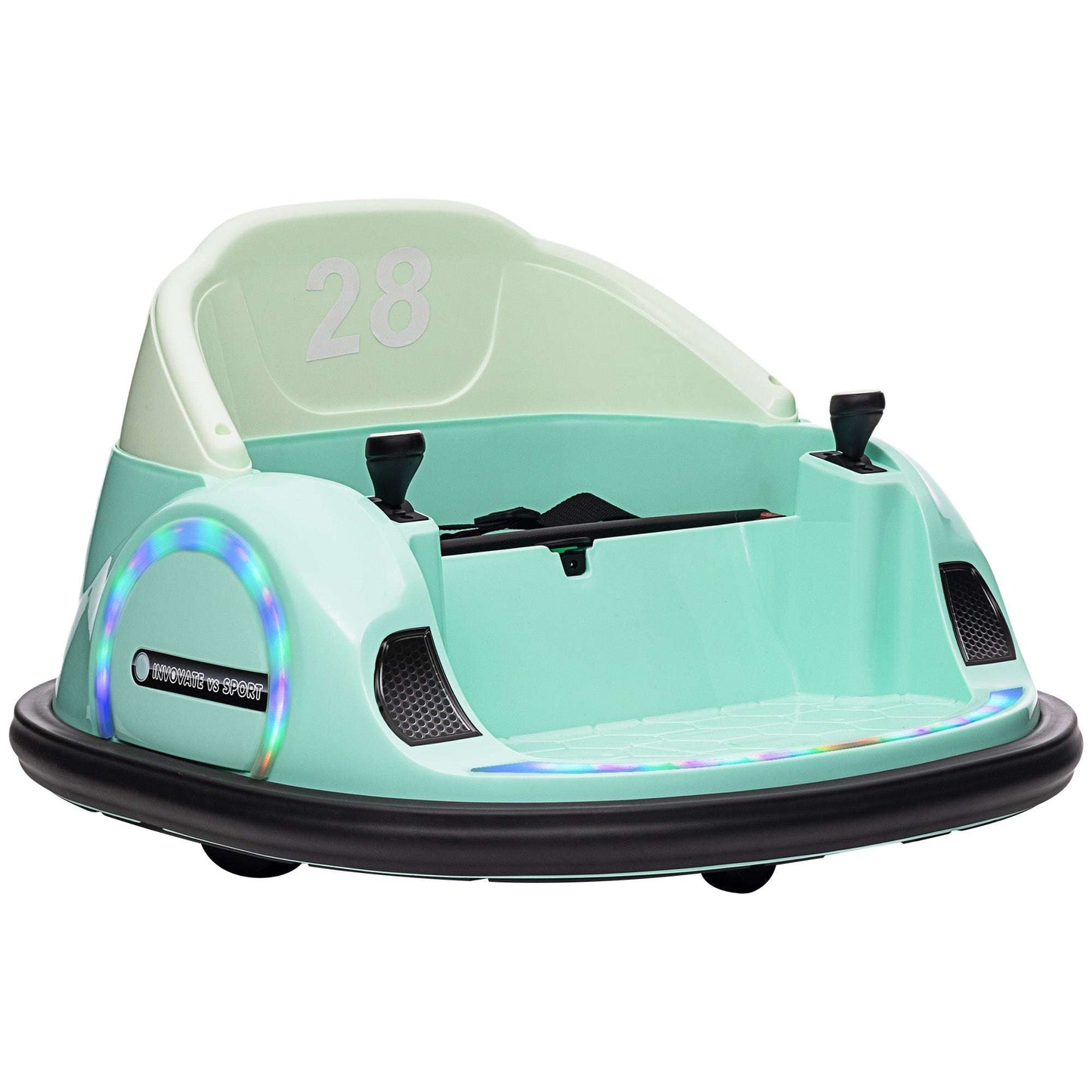 AIYAPLAY 360° Rotation Kids Bumper Car, 12V Waltzer Car with Remote Control, Dual Joysticks, Music Lights