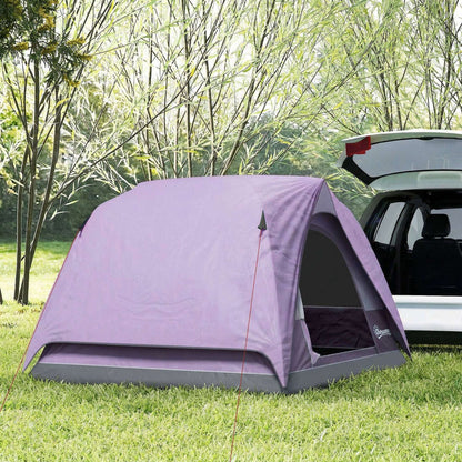 3-4 Person Dome Camping Tent | Sewn-In PE Groundsheet | 3000mm Waterproof | 3-Sided Mesh Windows | Ceiling Hook | Windproof Level 6 | Carrying Bag | 2x2x1.35m | Purple & Grey