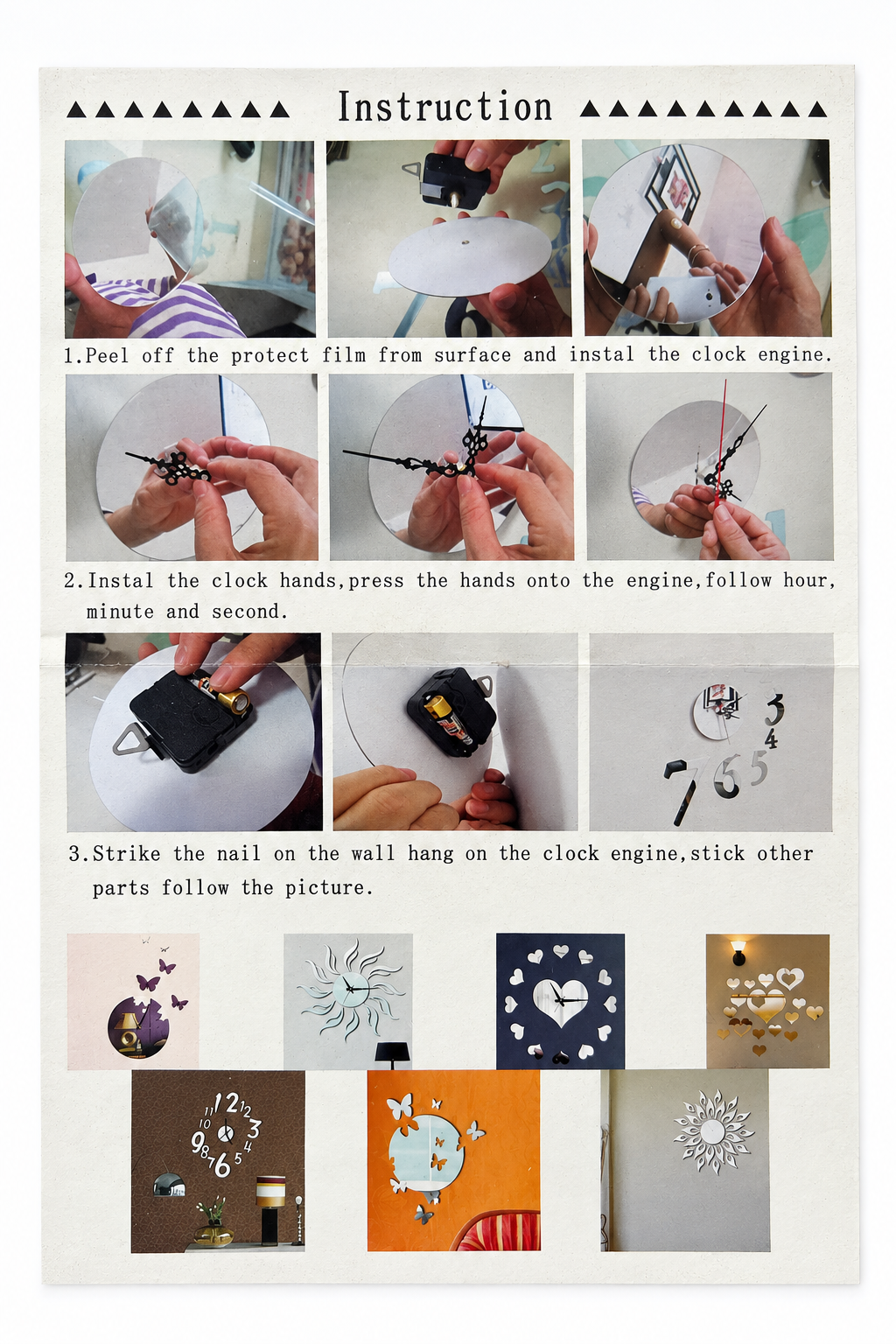 Heart clock instruction leaflet
