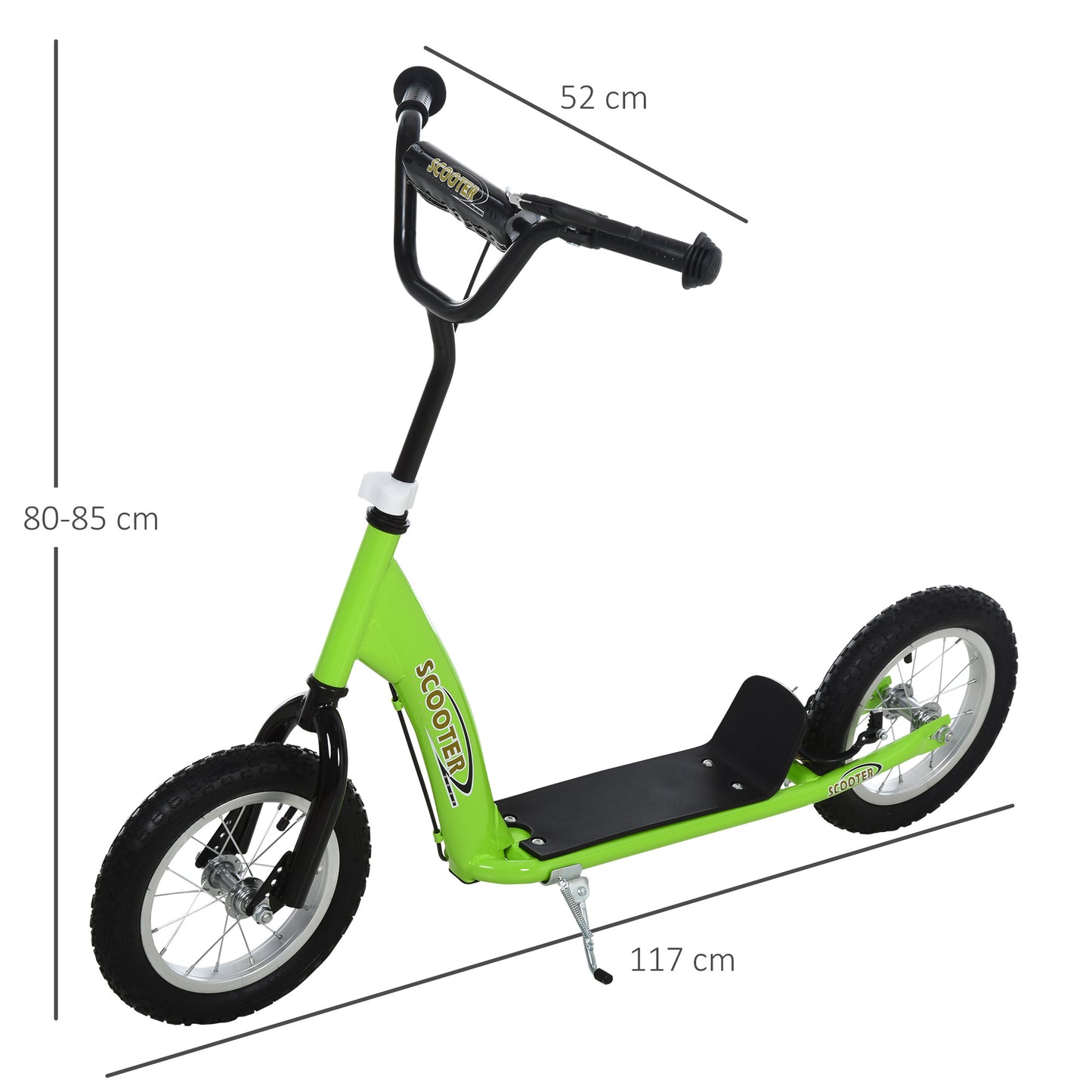 Teen Kids Stunt Scooter w/ Adjustable Handlebar, 12 Inch Rubber Tyres, Dual Brakes