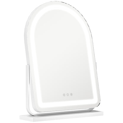 LED Vanity Mirror with Lights, 43 x 59cm Lighted Makeup Mirror with 3 Colour, 360° Rotation, Touch Screen, White