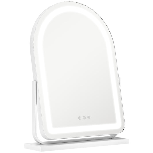 LED Vanity Mirror with Lights, 43 x 59cm Lighted Makeup Mirror with 3 Colour, 360° Rotation, Touch Screen, White