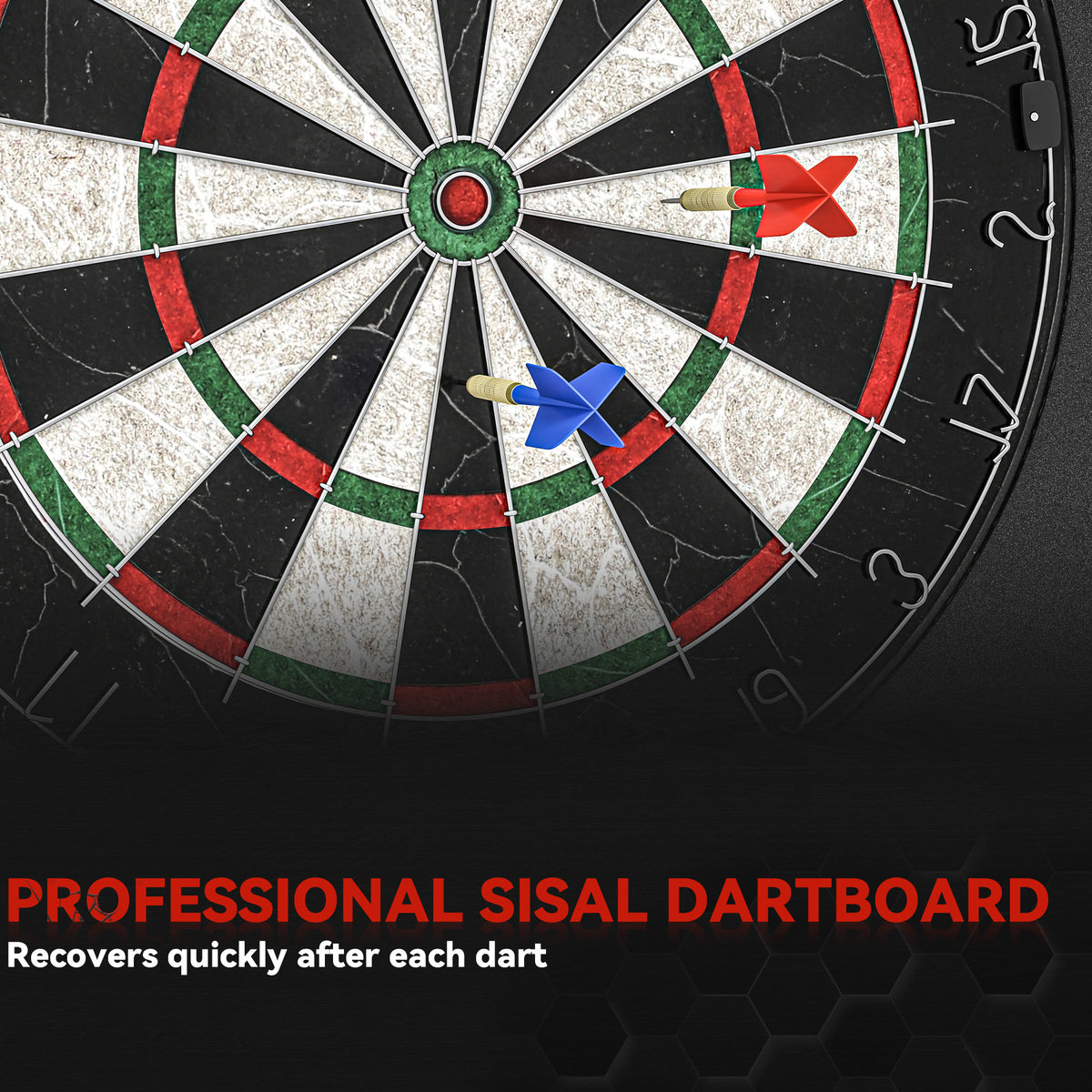 SPORTNOW Bristle Dartboard Set | 45.5cm Sisal Board & 71.5cm EVA Wall Surround | 6 Steel-Tip Darts | Black Interlocking 4-Piece Surround