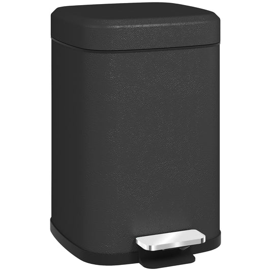 12L Modern Boxy Metal Home Kitchen Bin - Black
