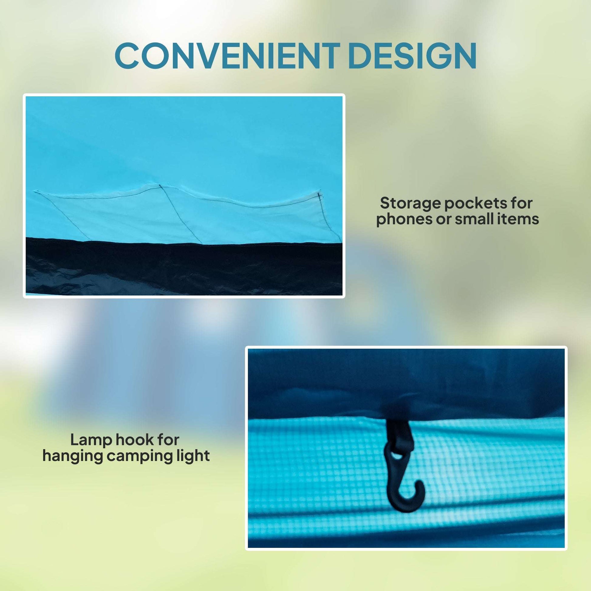 Inflatable 3-4 Man Tunnel Tent w/ Air Pump, Living Area & Vestibule, Waterproof Family Camping Air Tent, Hiking, Blue
