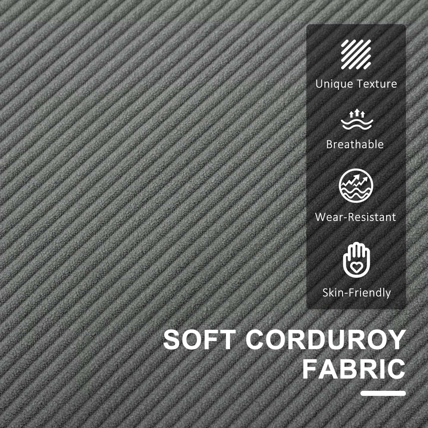 Small Two-Seater Corduroy Sofa - Grey