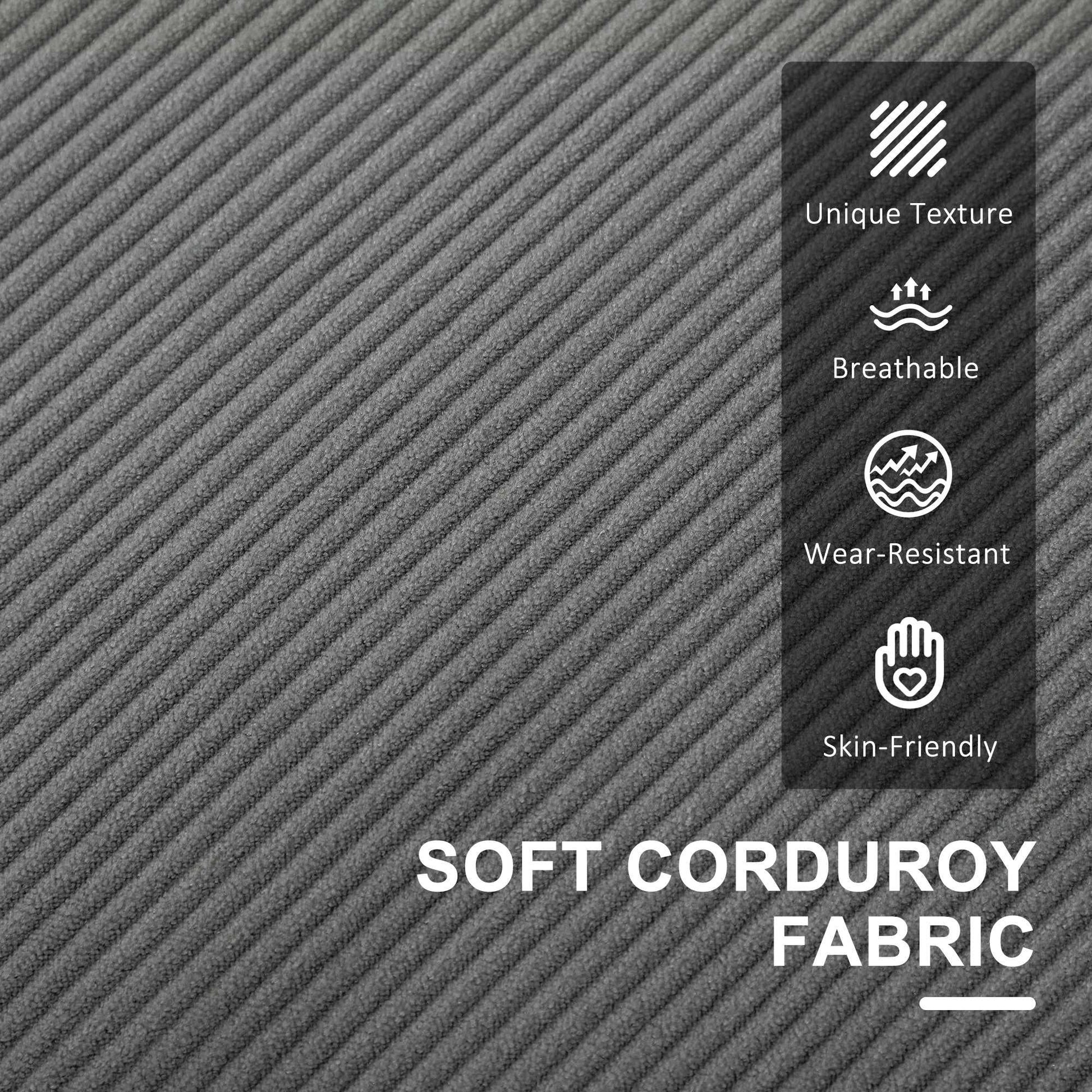 Small Two-Seater Corduroy Sofa - Grey