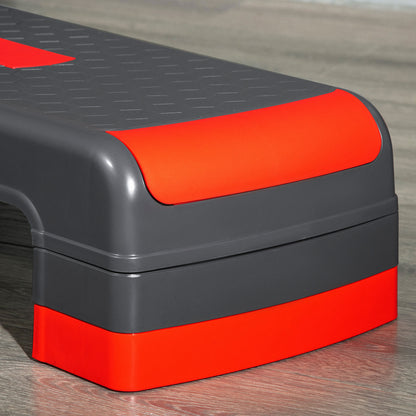 Aerobic Step, 10cm, 15cm & 20cm Height Adjustable Exercise Stepper for Exercise Workout, Nonslip Step Board Great - Grey and Red