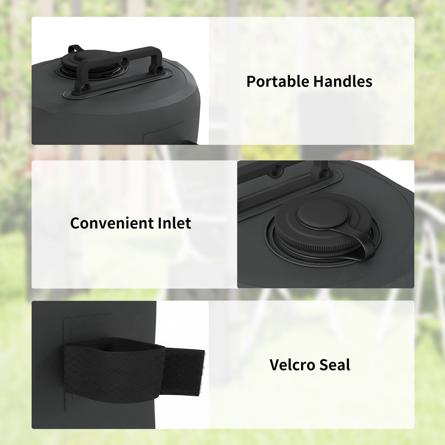 Set of 4 Gazebo Weight Bags | 10L Water or 13kg Sand | 500D PVC | Adjustable Straps 25-70mm Legs | Foldable | Black