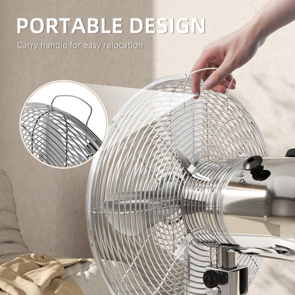Three-Speed Oscillating Desk Fan - Silver-Tone