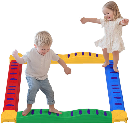 AIYAPLAY 12 Piece Kids Balance Beam Stepping Stones w/ Non-Slip Foot Pads