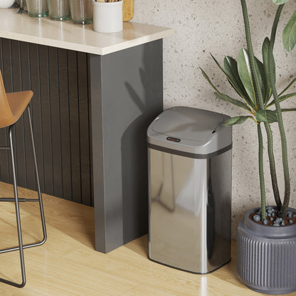 48L Stainless Steel Sensor Bin - Silver-Tone