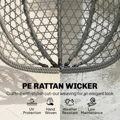 Hanging Egg Chair | Handwoven Rattan | Foldable Basket | 15cm Cushion & Headrest | Dark Grey