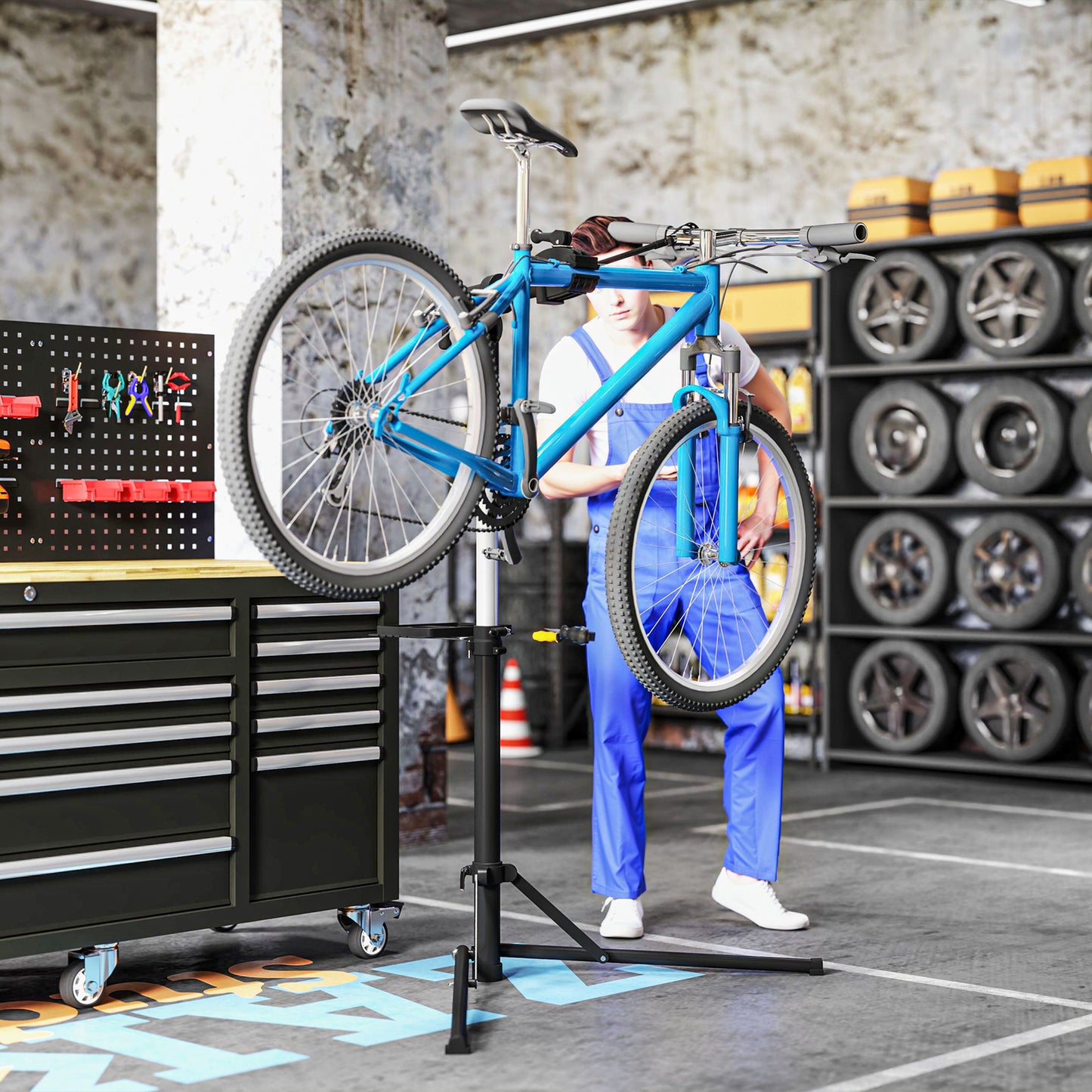 Bike Repair Stand, Heavy Duty Bike Stand for Maintenance, Max Load 40kg, Height Adjustable, Foldable and 360° Rotatable for Road Bike, Mountain Bike, E-Bike