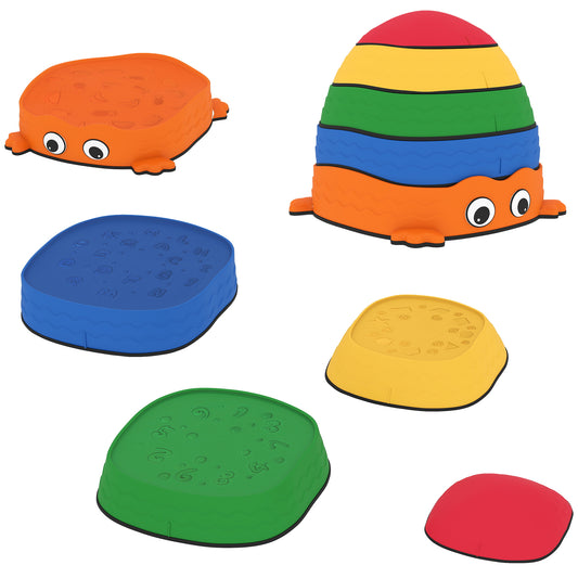 AIYAPLAY 5 Piece Sensory Stepping Stones for Toddlers, Frog-Shaped Kids Stepping Stones Set with Anti-Slip Edging for Ages 2-8