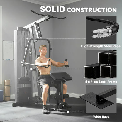 SPORTNOW Multi Gym with Adjustable Seat and Back, All in One Home Gym Machine with 45kg Weight Stack for Full Body Strength Training