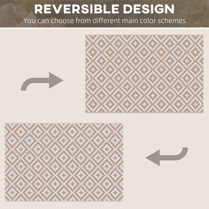 Reversible Outdoor Rug | Waterproof | UV-Resistant Polypropylene 310g | Reinforced Edges | Foldable | 274x182cm | Coffee & White | Patio Garden Camping Beach RV Campervan