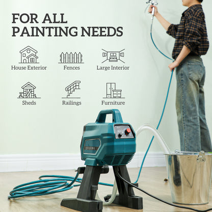 Airless Paint Sprayer, Thinning-Free, Electric Fence Paint Sprayer for Exterior and Interior DIY Painting Projects, Wall Spray Gun Machine, Household Use, 1.5L/min, 200 Bar, 7.5 m Hose