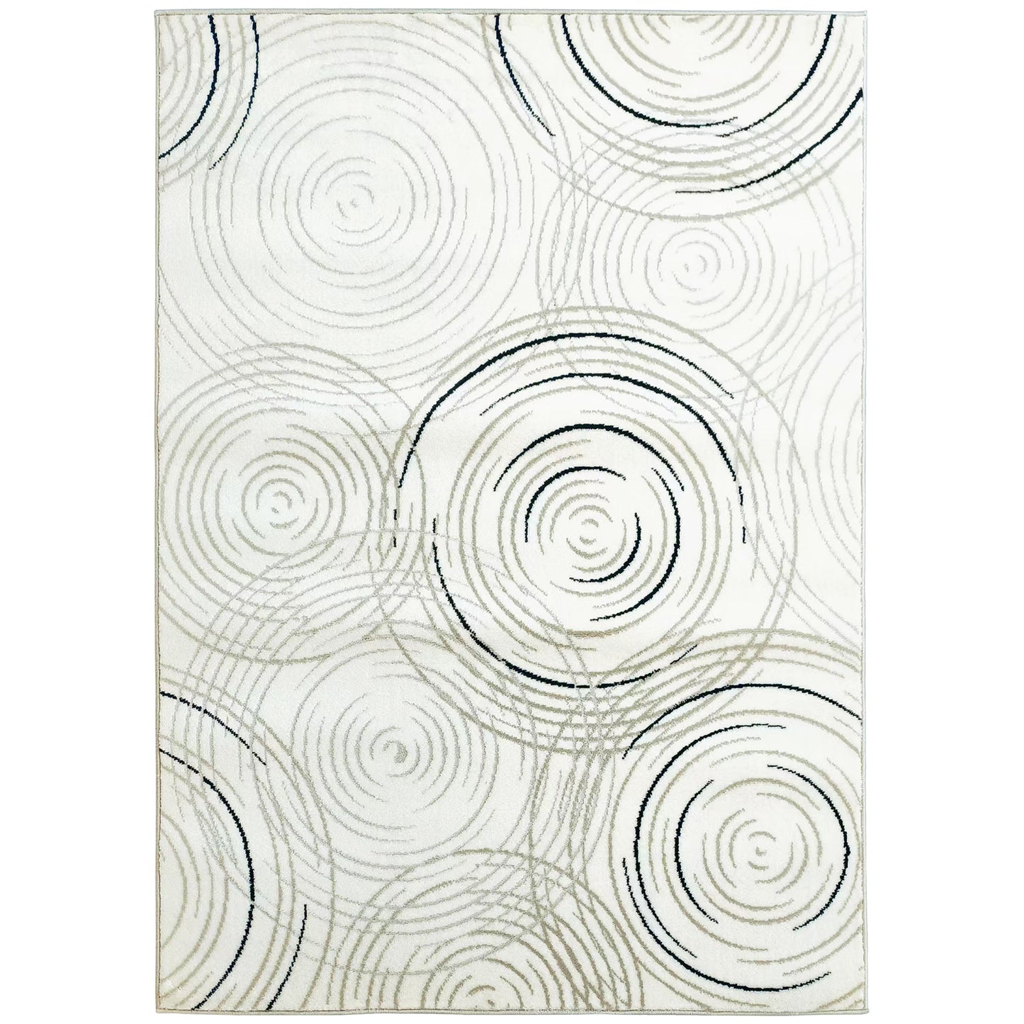 Modern Area Rug, Swirl Pattern Machine Washable Rug, Allergy-Friendly Floor Carpet for Living Room, Bedroom, Dining Room, Home Office, 170 x 120 cm, Cream White