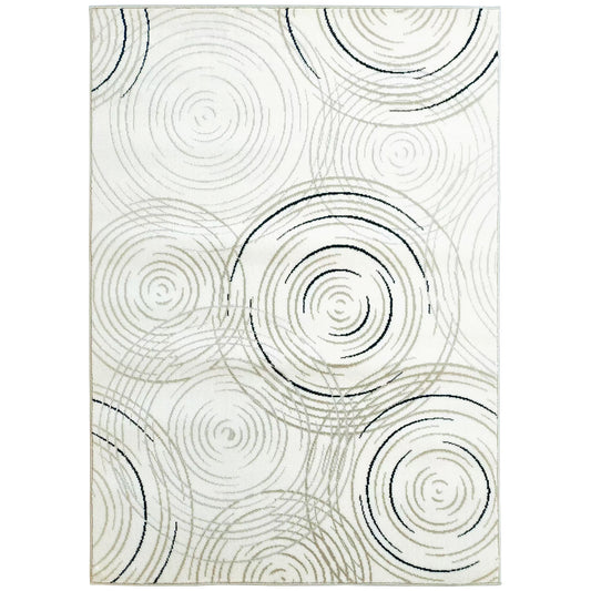 Modern Area Rug, Swirl Pattern Machine Washable Rug, Allergy-Friendly Floor Carpet for Living Room, Bedroom, Dining Room, Home Office, 170 x 120 cm, Cream White