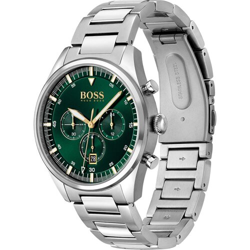 Hugo Boss Pioneer Chronograph Men's Wrist Watch Green & Silver HB1513868