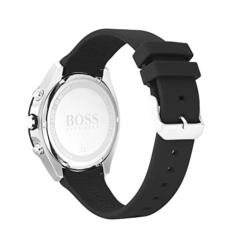 Hugo Boss Men's Velocity Chronograph Watch | Black Dial | Black Silicone Strap | 44mm | HB1513716