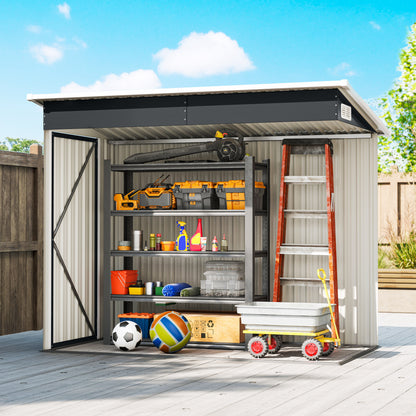 Galvanised Steel Garden Storage Shed | Triple Lockable Access | Double Front Doors & Side Door | Powder-Coated | Ventilation Slots | Sloped Roof | 25kg/m² Snow Load | 234x132x185cm | 2.68m² | Dark Grey