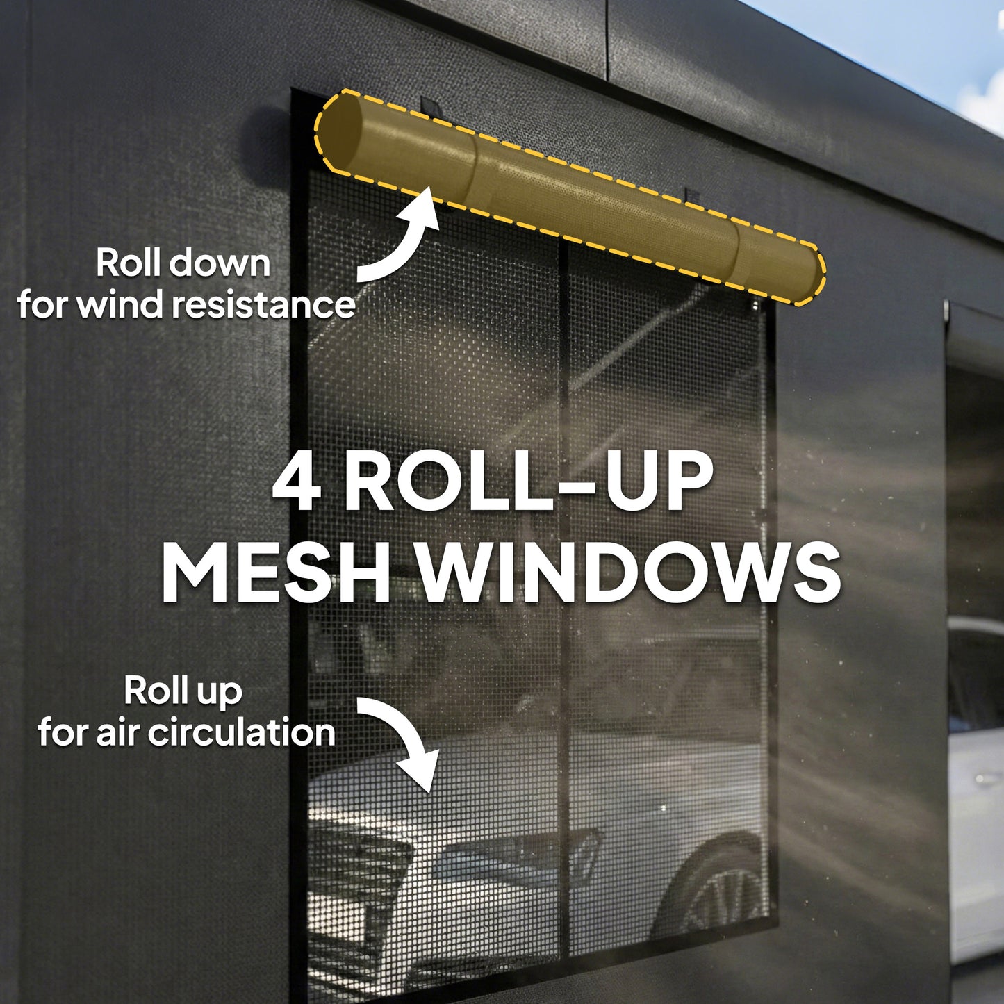 3x6m Heavy Duty Carport | Portable Garage | UPF30+ PE Cover | Galvanised Frame | Zipped Doors | Mesh Windows | Wind Level 5-6 | Dark Grey