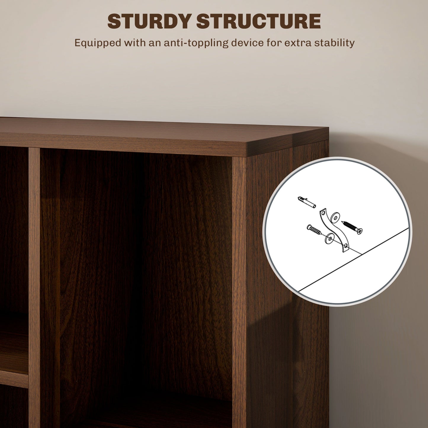 Seven-Cube Bookcase  - Walnut Wood Effect