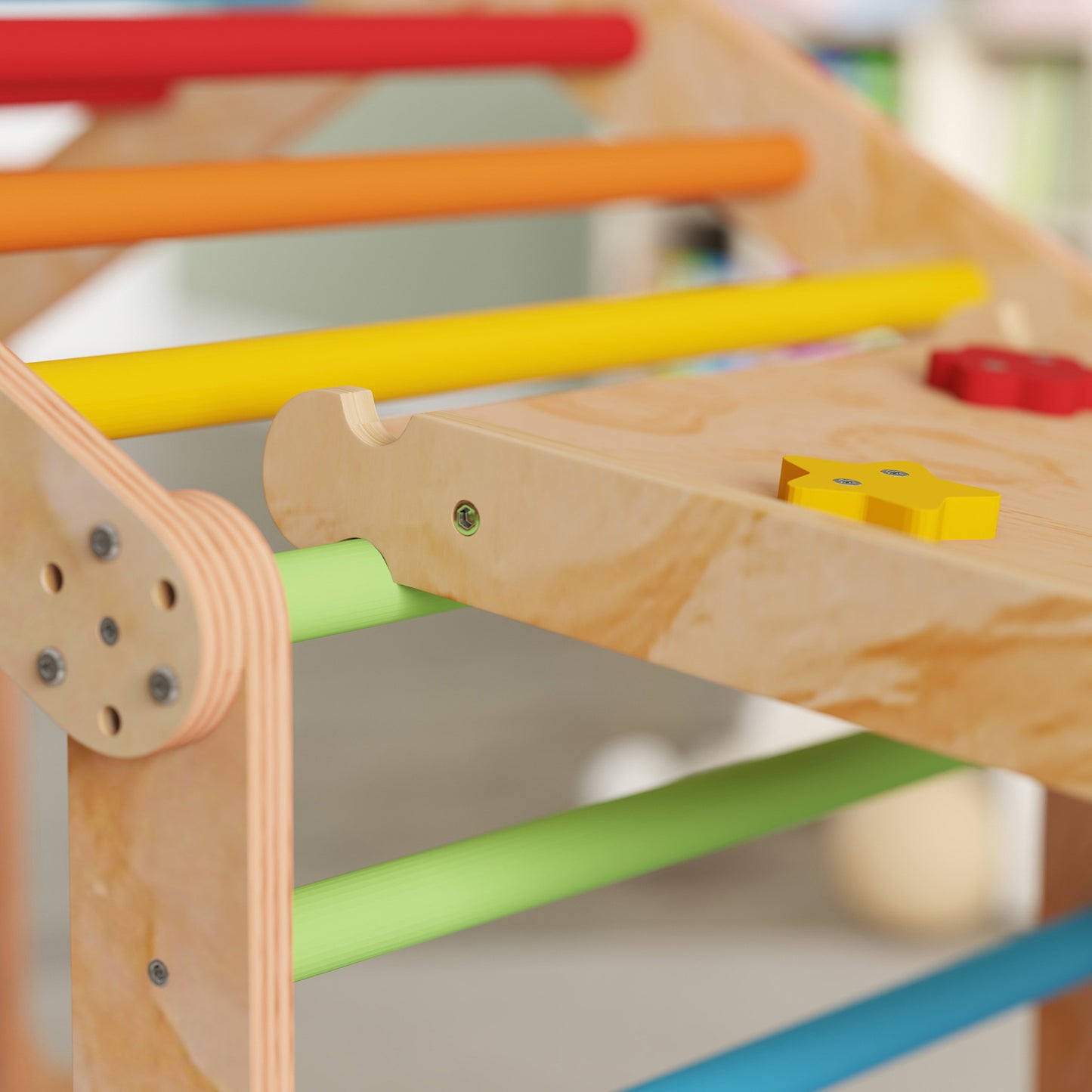 AIYAPLAY 9 in 1 Toddler Climbing Frame with Ramp, Slide, Arch, Ladder, Blackboard for 18-48 Months