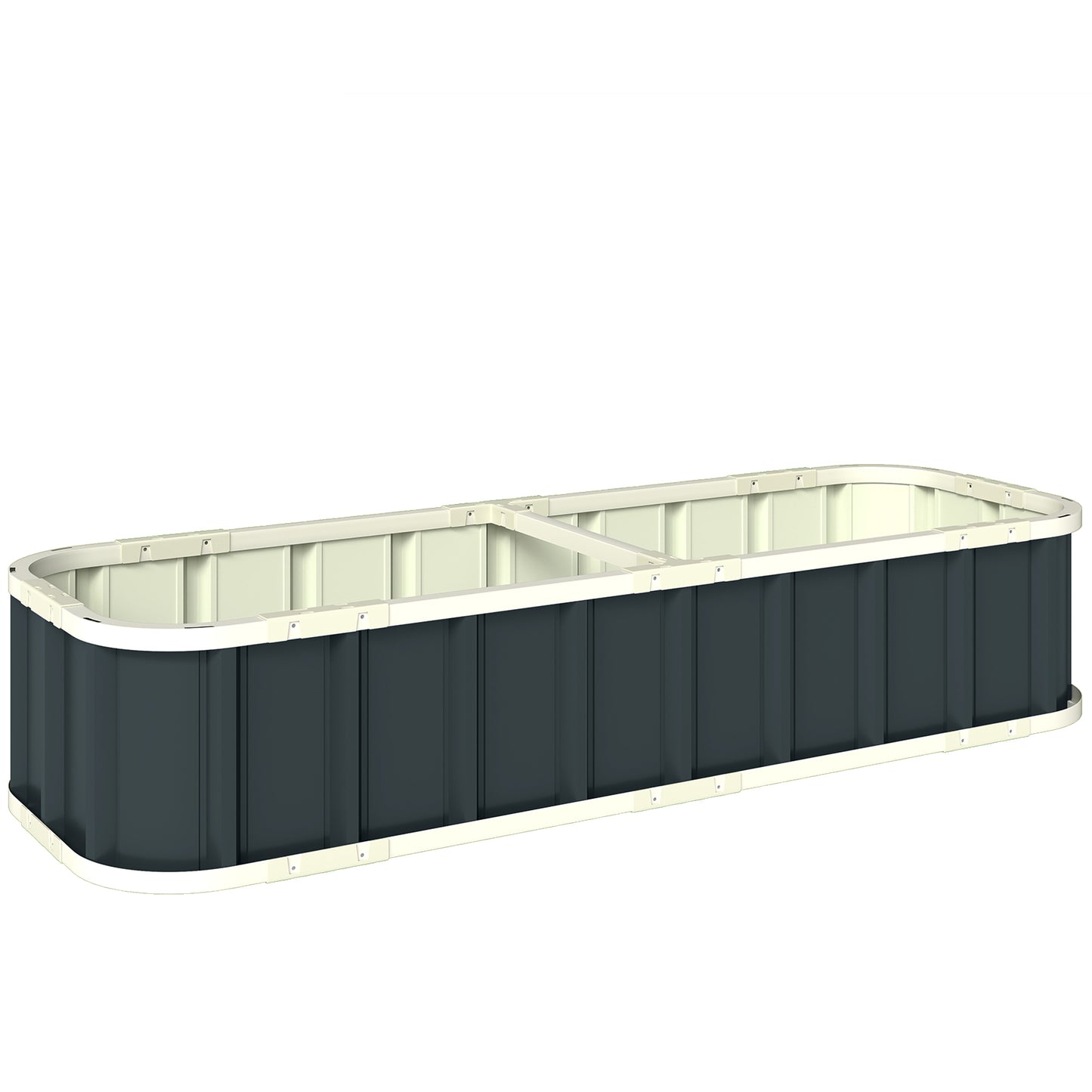 Galvanised Steel Raised Garden Bed | Folded Safety Edges | Snap-On Tool-Free Assembly | Powder-Coated Rust-Resistant | Open Bottom | 165x52x31cm | Herbs Flowers & Veg | Dark Grey