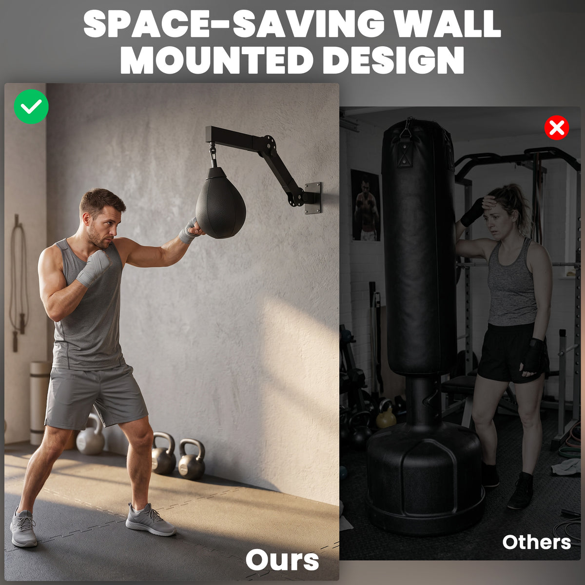 Wall-Mounted Boxing Speed Bag | Height-Adjustable Reflex Training Equipment | PU Bag with Pump & Mounting Kit | Black
