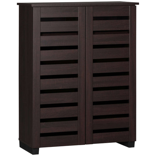 5-Tier Narrow Shoe Cabinet with Adjustable Shelves - Dark Brown