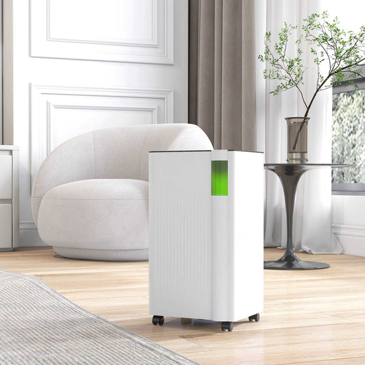 12L/Day Dehumidifier with Continuous Drainage, 2L Water Tank, 24H Timer, Digital Humidity Display, Filter, for Home Damp, Bedroom, Laundry Drying