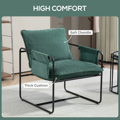 Minimal Padded Accent Chair, with Pockets - Green