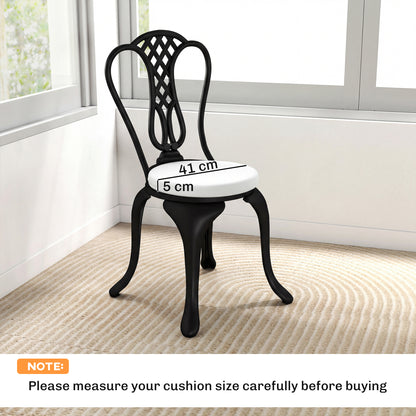 Set of 4 Round Bistro Chair Cushions | 41x41x5cm | 28D Sponge | Fire Retardant BS5852 | Water Resistant UPF30+ | Zip Off Washable Cover | Ties | Reversible | White