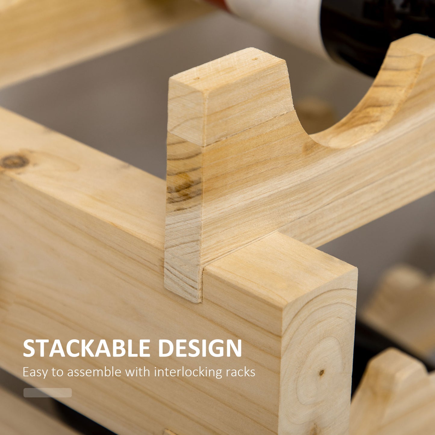 Six-Tier, 72 Bottle Wooden Wine Rack Set of 2 - Natural Wood