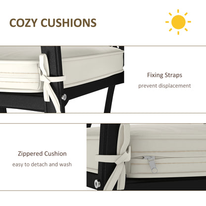 Outsunny Cast Aluminium 4 Seater Outdoor Dining Set with Cushions Parasol Hole Black