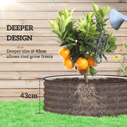 Outsunny Galvanised Raised Garden Bed with Safety Edging, Outdoor Raised Planter Box with Gloves, 120 x 120 x 43cm