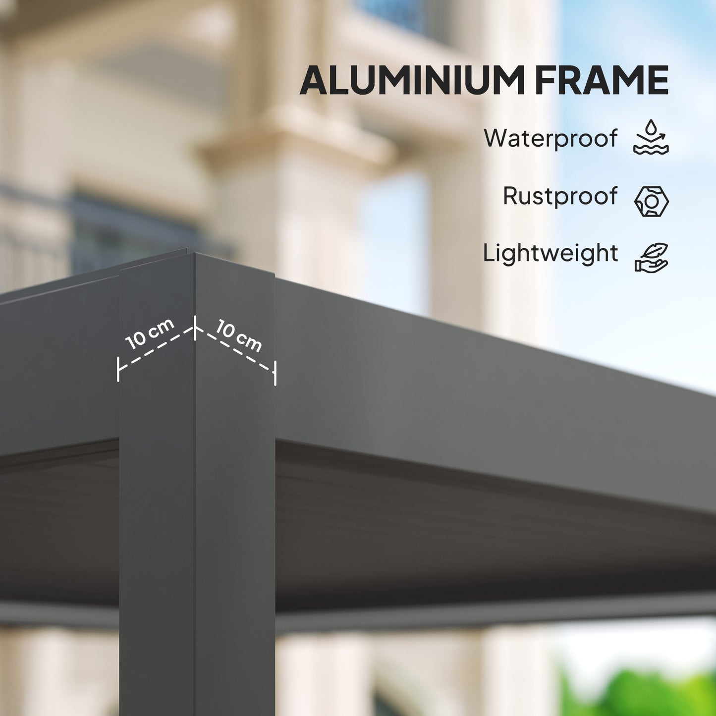 3 x 3(m) Electric Louvered Pergola with LED Lights, Aluminium Pergola Hardtop Gazebo with Remote, Adjustable Roof and Drainage System