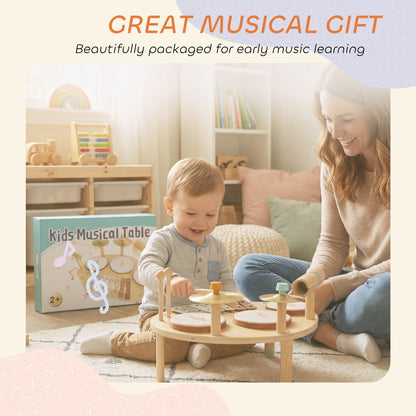 Baby Drum Kit – 4-in-1 Wooden Musical Instruments, 3 Drums, 8-Note Xylophone, Cymbals & Dual-Tone Block, EN71 Tested, Gift-Ready, Ages 2+