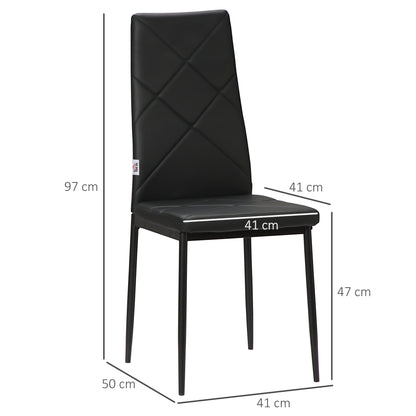 Set of 4 Faux Leather Dining Chairs - Black