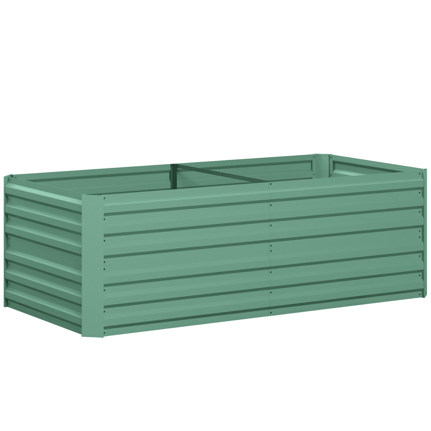 Deep Galvanised Steel Raised Garden Bed | Multi-Reinforced Rods | Protective Coating | Open Bottom | Indoor & Outdoor | 180x90x59cm | Plants Veg Herbs & Flowers | Light Green