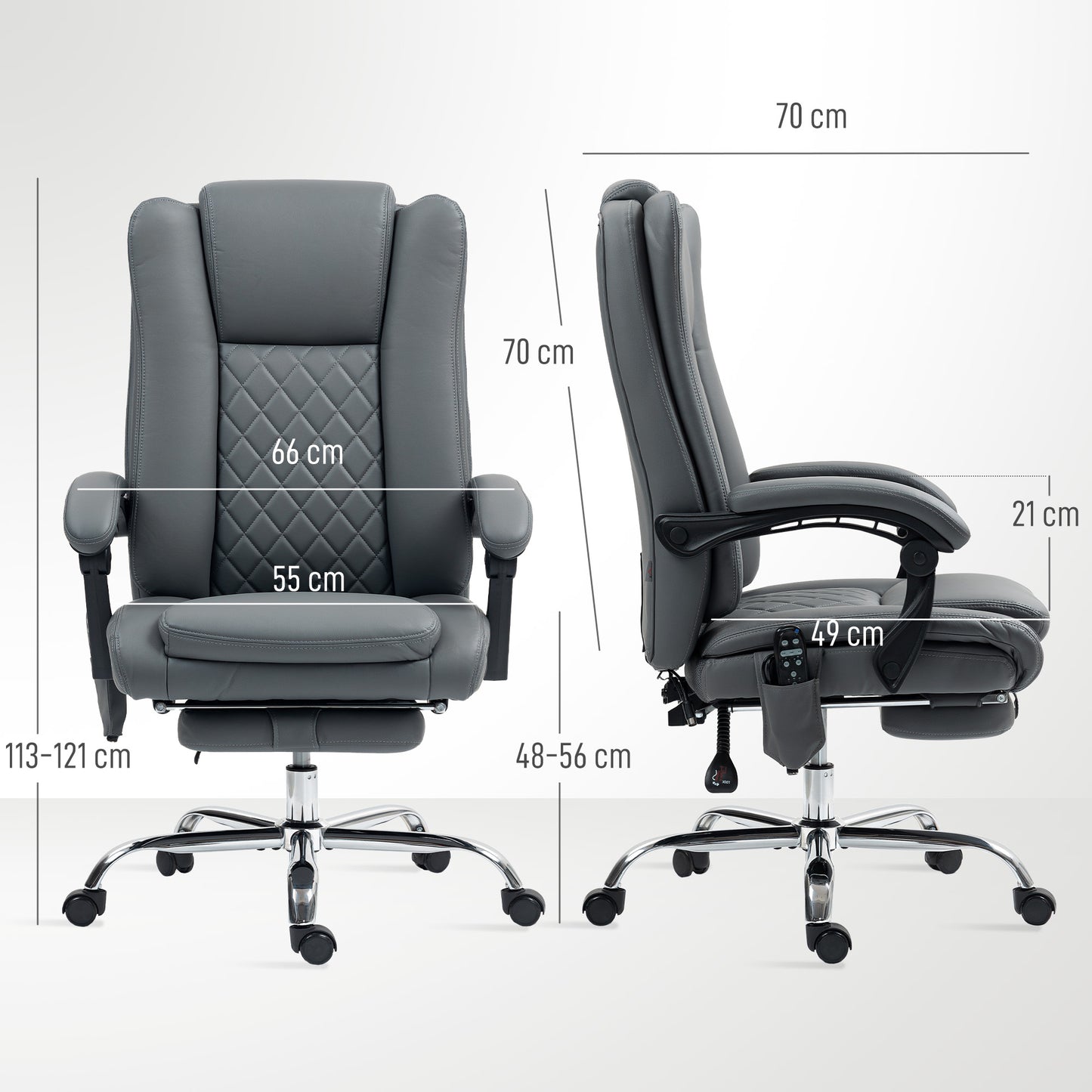 Executive Office Chair with 6-point Massage and Heat - Light Grey