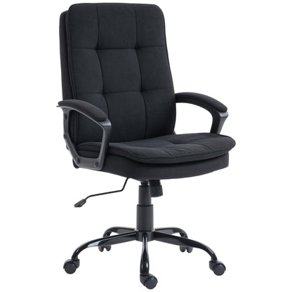 Linen-Look Double-Padded Office Chair - Black